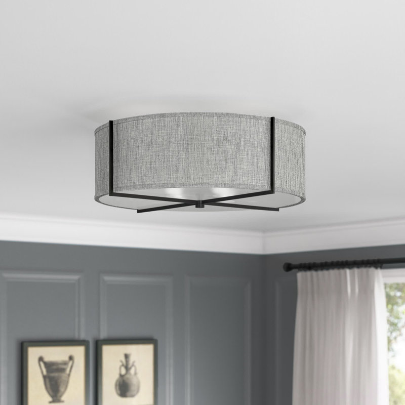 Axis 4 - Light 25.5" Semi Flush Mount, Black, Heathered Gray