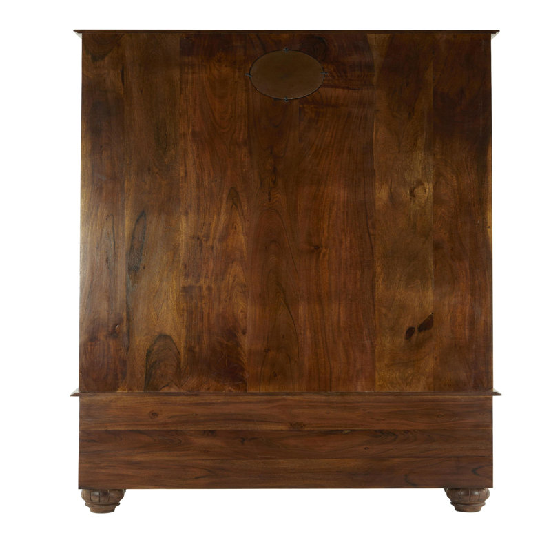 Wood Brown Coat Rack with Clock and Hooks