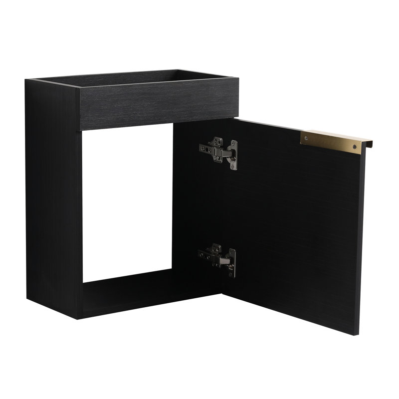 Meuble-lavabo mural 16 po pour petits espaces - Châtaignier noir avec base