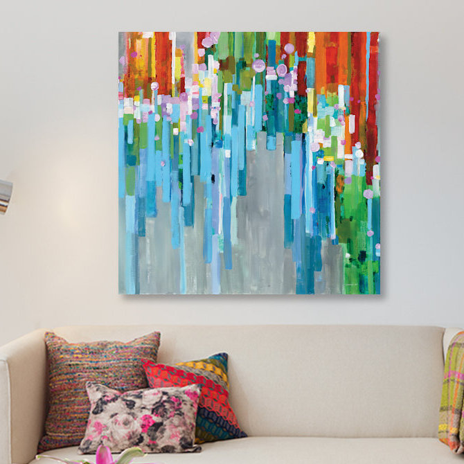 « arc-en-ciel of stripes », reproduction d’impression sur toile tendue, H 26 po x l 26 po x P 1,5 po, Toile tendue