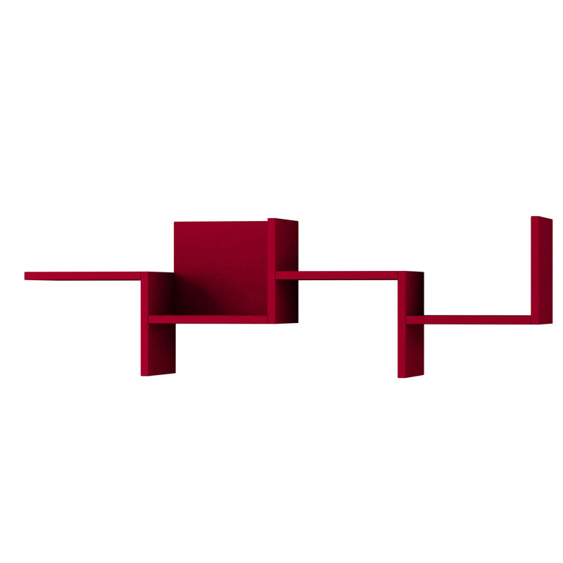 Averell Geometric Floating Wall Shelf, Burgundy