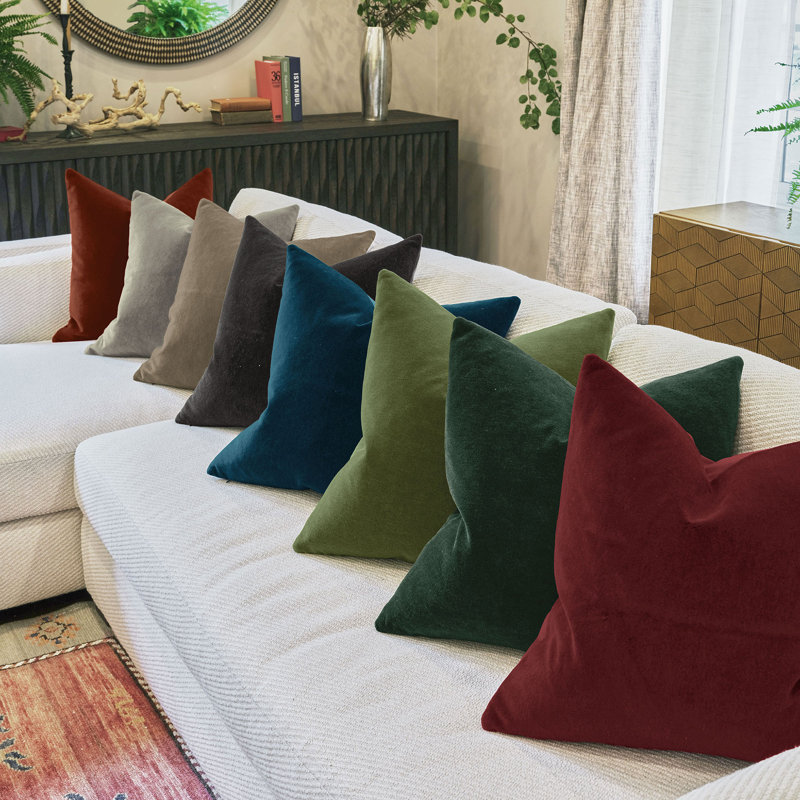 Brahms Velvet Pillow Cover & Insert, Square 22'', Merlot
