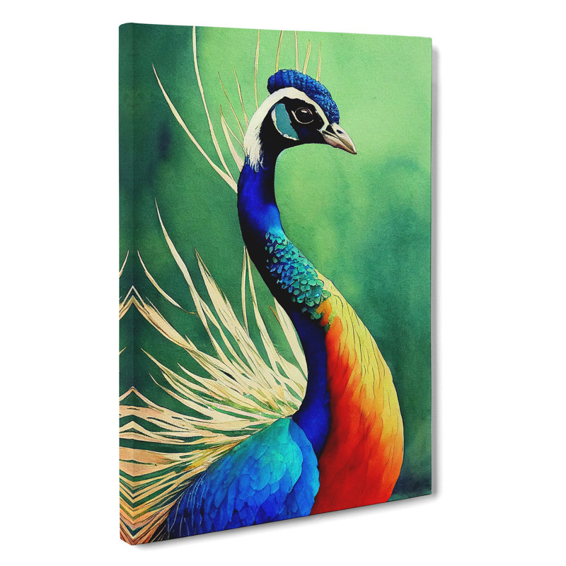 Painted Peacock No.2 - Wrapped Canvas Print, 50cm H x 35cm W x 3cm D