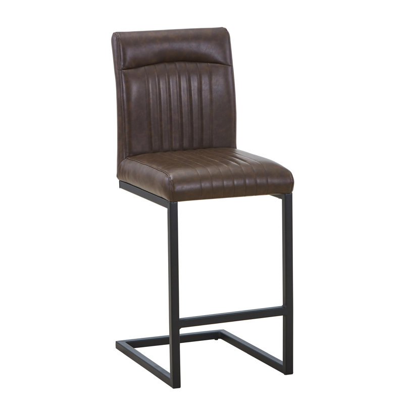 Upholstered Faux Leather Bar Stool