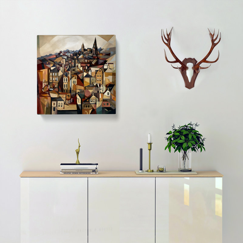 City Of Edinburgh Cubism No.3 - Print, 35cm H x 35cm W x 3cm D