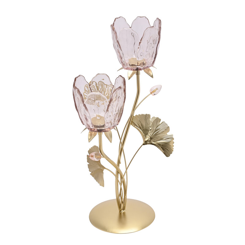 36Cm Glass Metal Tabletop Votive Holder