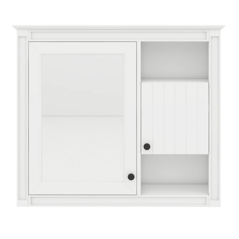 Armoire murale de salle de bain 32 "avec miroir, rangement pour pharmacie au-dessus de la toilette avec 3 tablettes réglables et porte miroir