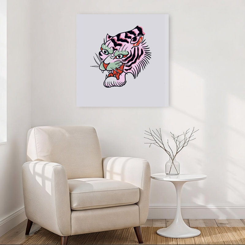 Impression d'art mural tigre rose, 32" H x 32" W