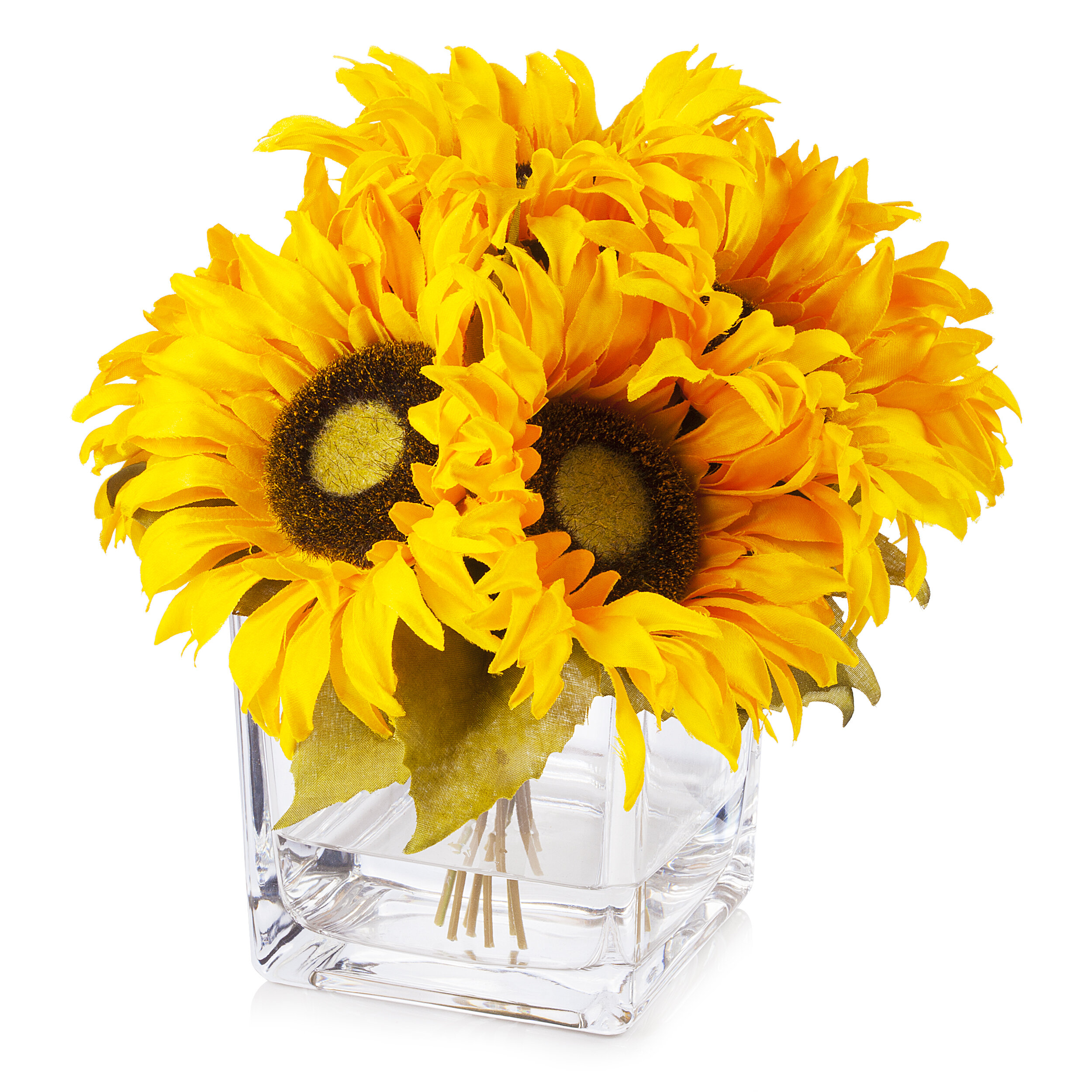 Primrue Silk Sunflowers Floral Arrangement in Vase