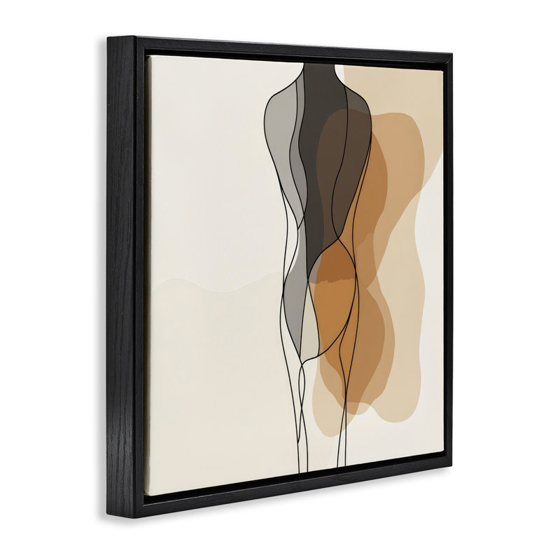 Cadre flottant Earthy Neutrals, design par LSR Creative Studio, Cadre flottant noir de jais, H 18 po x l 18 po