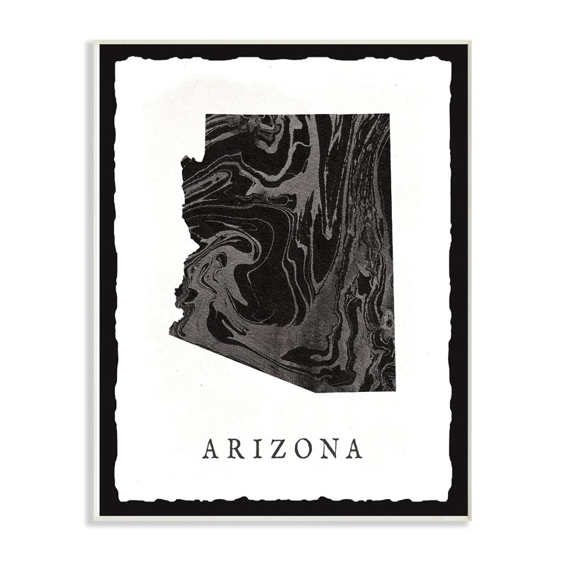 «Marbleed paper Arizona State Silhouette», impression, Plaque murale, H 15 po x l 10 po x P 0,5 po