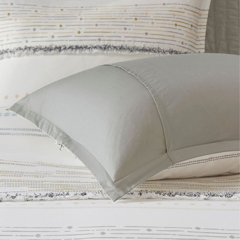 Ensemble d'édredon en coton imprimé avec garniture, double / grand, design chic décontracté, traitement antimicrobien et entretien facile
