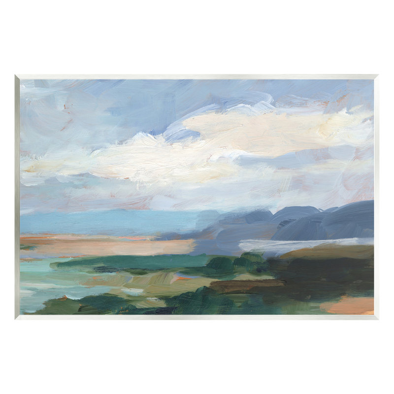Art mural traditionnel sur la plage nuageuse par Ethan Harper, H 13 po x l 19 po