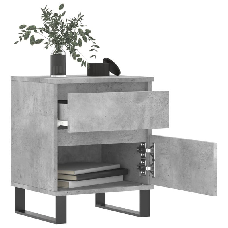 Mirka 40cm W Manufactured Wood Bedside Table, Concrete Grey