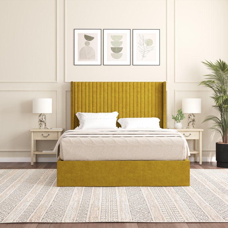 Barkat Upholstered Ottoman Storage Bed, Single (3'), Turmeric