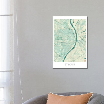 St. Louis Vintage Urban Blueprint Map 1 Piece Wrapped Canvas Wall Art