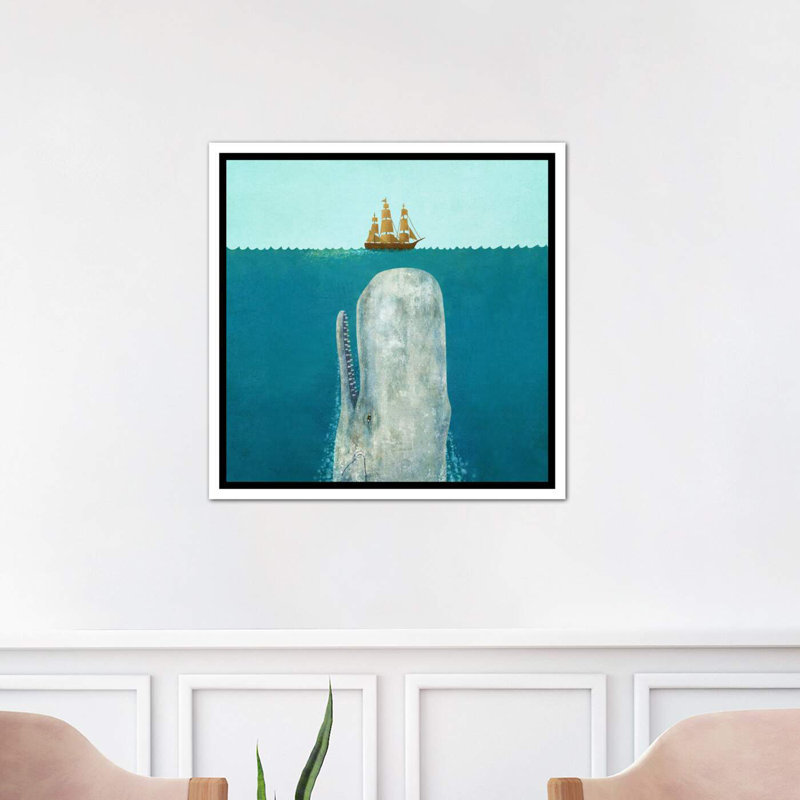 «The Whale Square» par Terry Fan, H 18 po x l 18 po x 1,5 po, Toile blanche encadrée