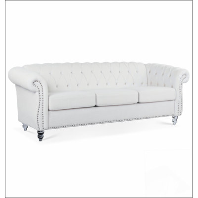 Canapé Chesterfield à accoudoirs roulés 84 po 3 places