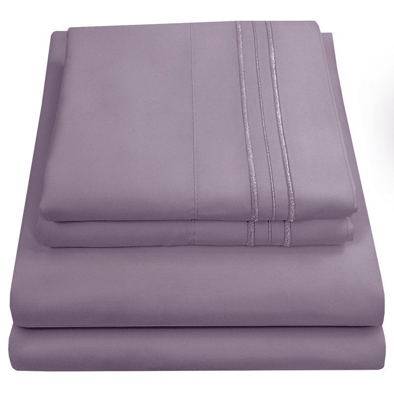 Luxurious Classic Soft Solid 1800 Series Microfiber Sheet Set, Various Colors and Sizes, Plum, Full