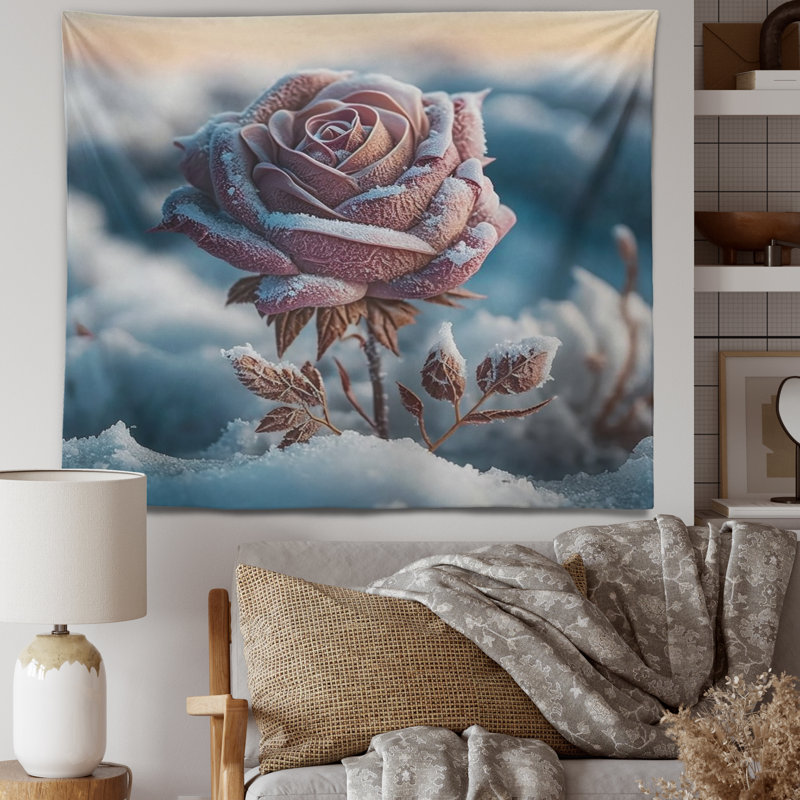 Tapisserie en polyester rose, H 32 po x l 39 po