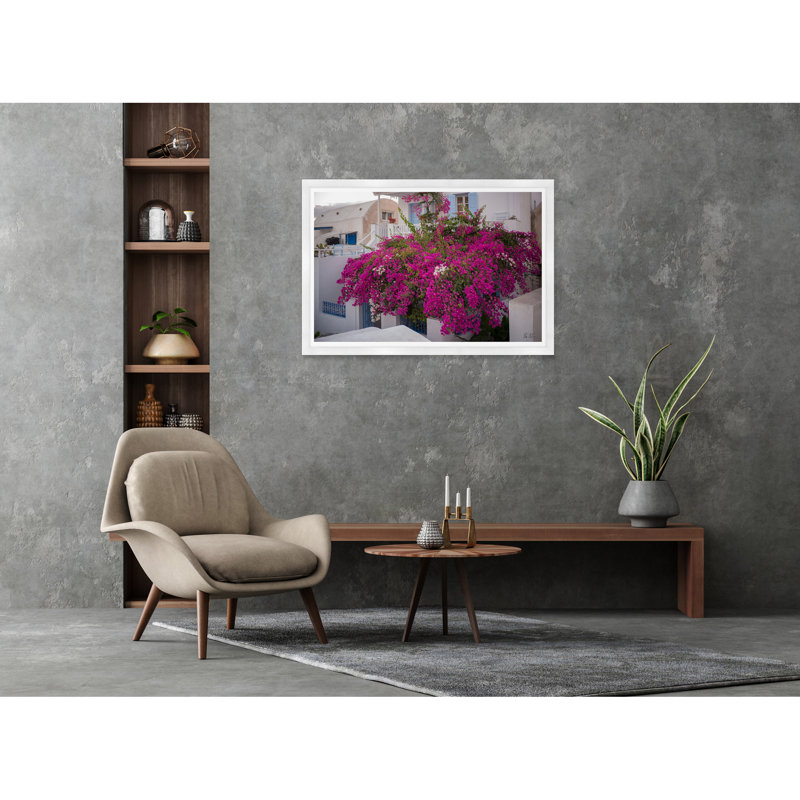Bougainvillée Oia, Cadre blanc, H 29 po x l 42 po x P 1,5 po