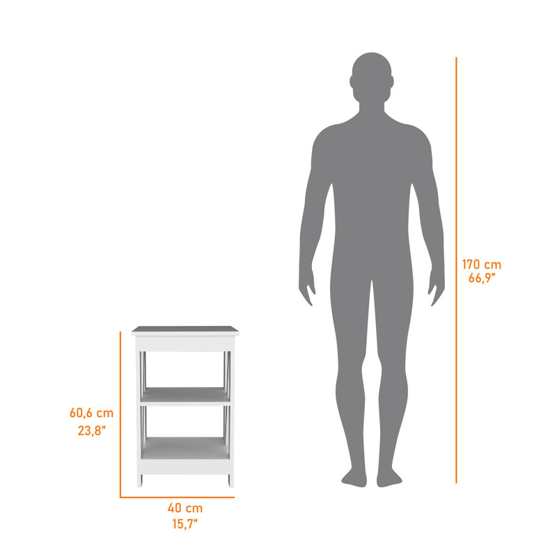 Table d'appoint Clio, avec deux tablettes, Blanc