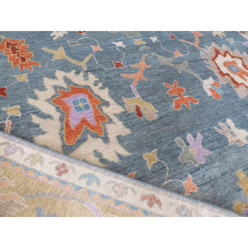 Tapis bleu denim unique de 9 pi 10 po x 14 pi