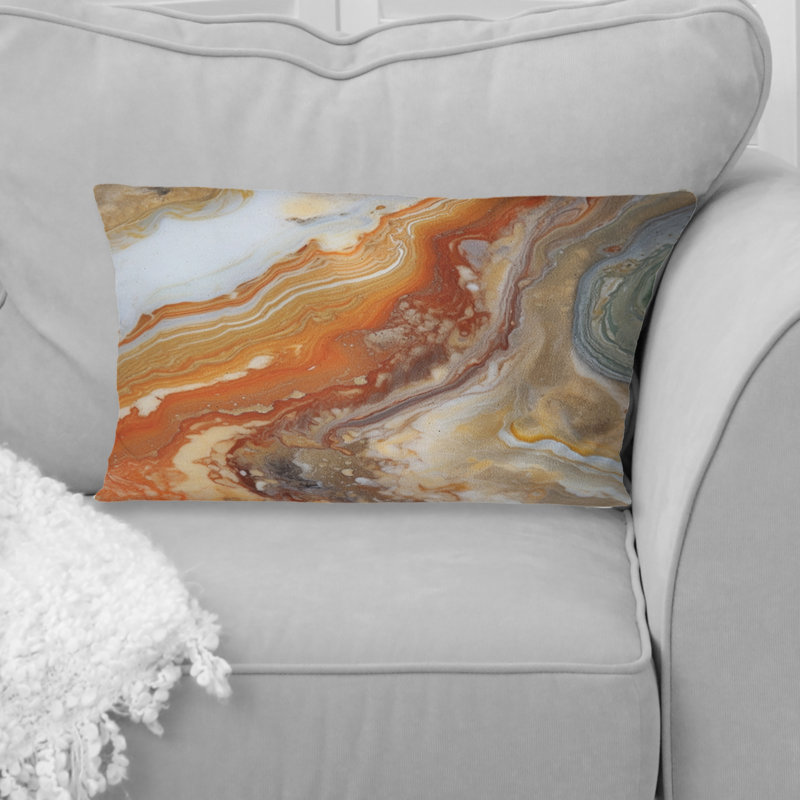 Coussin décoratif orange, beige et turquoise