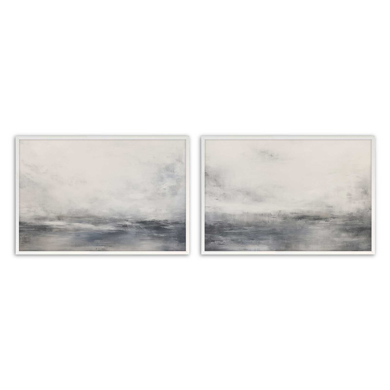 Ensemble de 2 impressions Wistful Tides, Opaque White, 9" H x 22" W