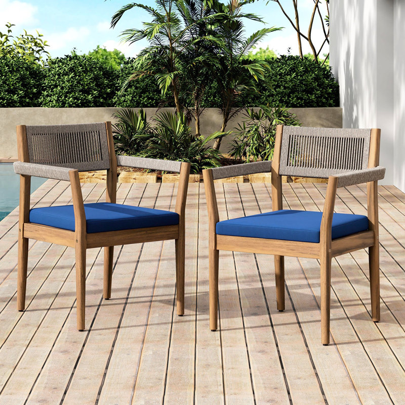 Confortables chaises d'extérieur ergonomiques en bois d'acacia de style teck pour le jardin et la piscine