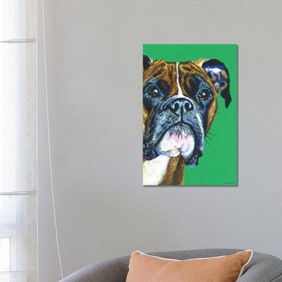 Boxer On Emerald by Kirstin Wood - Painting on Canvas