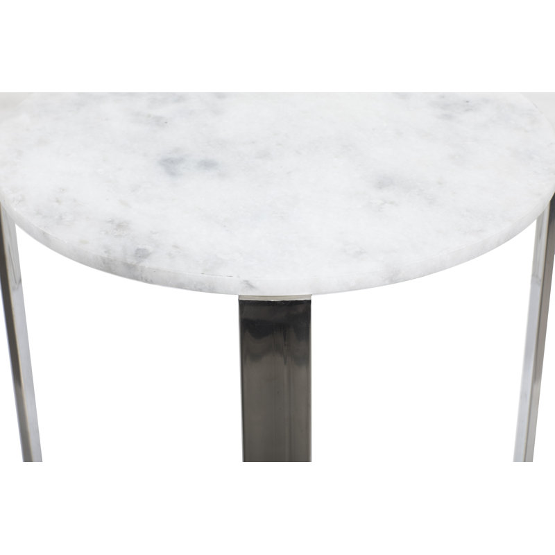 Table d'appoint en marbre avec pieds en métal argenté