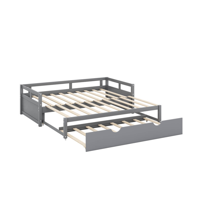 Twin Size Extending Daybed With Trundle, Gray