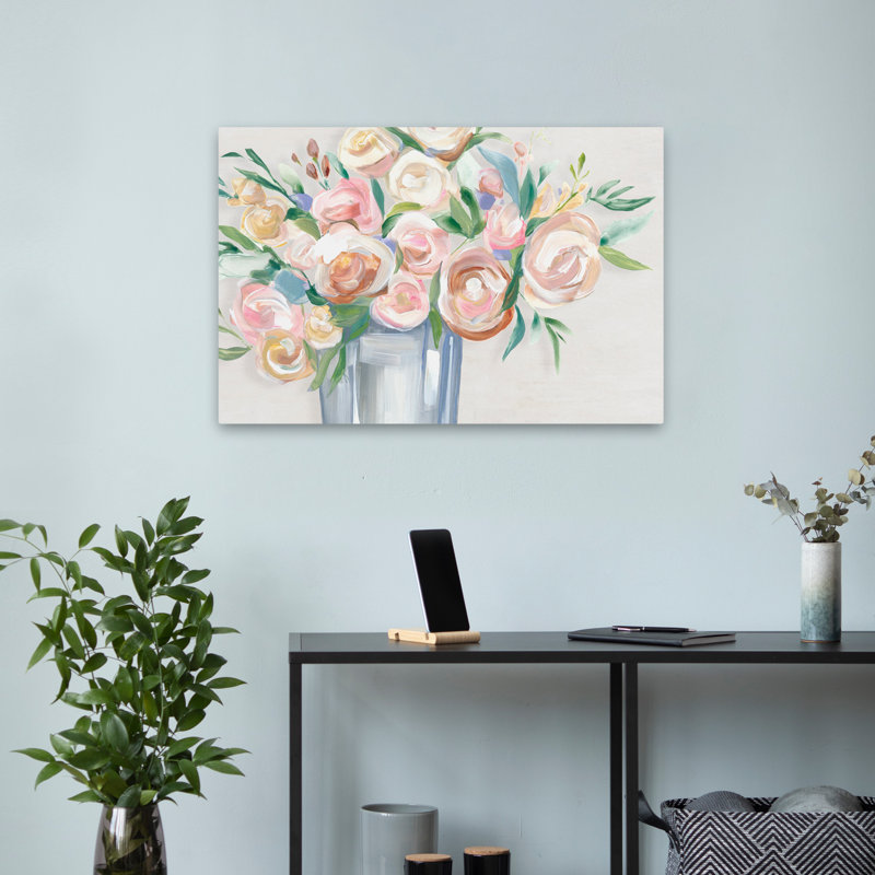 Fleurs et vase «Blissful Blooms Art», H 16 po x l 24 po