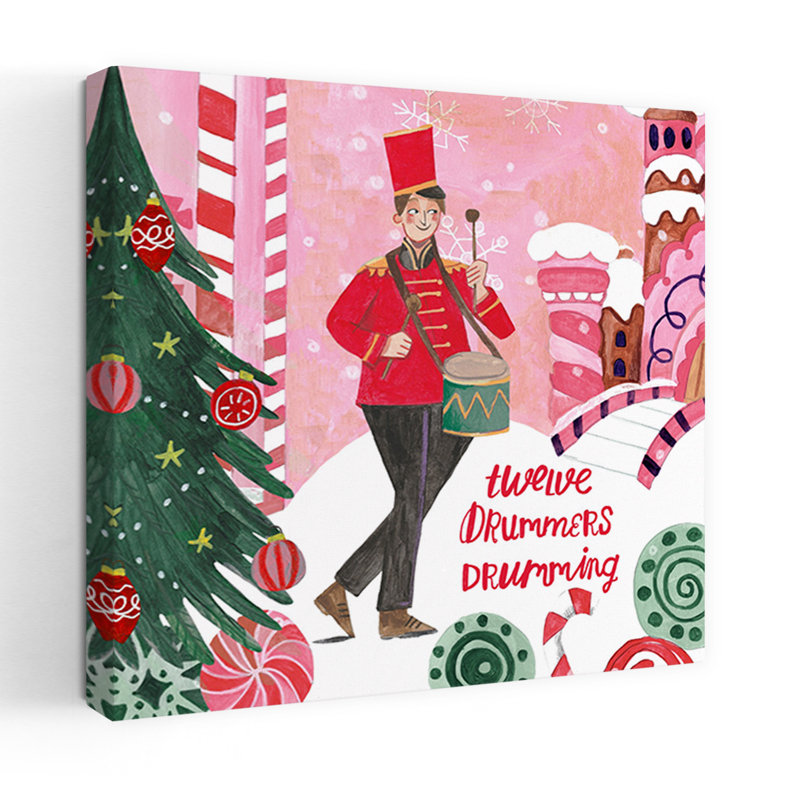 «Tw Douze Drummers Drumming Christmas Abstract Contemporary Christmas Tree Winter», impression d'art mural, 18" H x 18" W