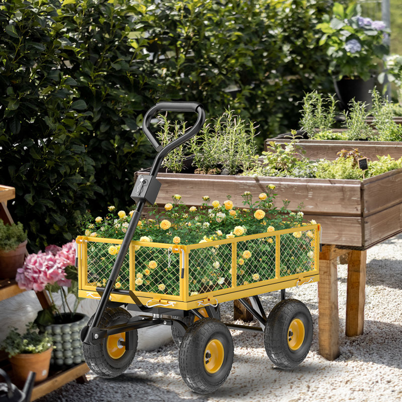 Wagon-poubelle à mailles jaunes avec fourgon utilitaire amovible