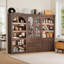 Armoire de rangement en bois avec design arqué, vitrine avec éclairage DEL, grande capacité et surface imperméable-121515904
