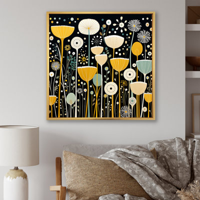 Yellow Moonlit Floral Meadows - Marigold Wall Art