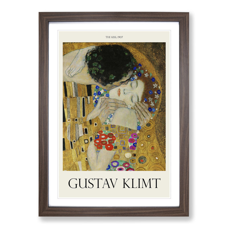 The Kiss Vol.3 by Gustav Klimt - Picture Frame Painting, 65cm H x 48cm W x 2cm D, Walnut Framed