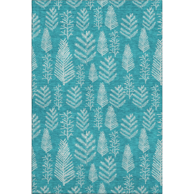 Premium Machine Washable Dockside AMF1813 Christmas Tree Leaves Rug, Rectangle 8' x 10'