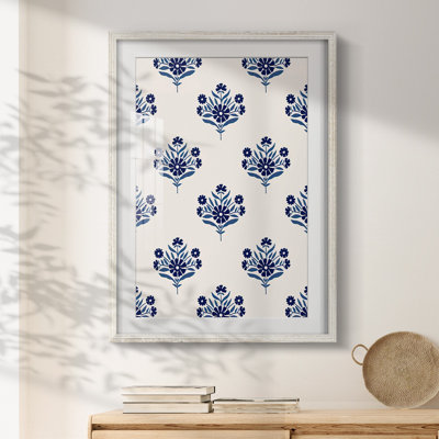 Indigo Bloom Pattern I -Framed Print