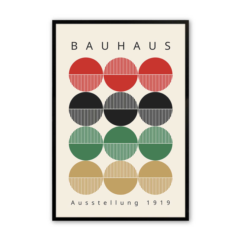 Cercles de Bauhaus rétro, H 15 po x l 12 po, Cadre photo noir satiné