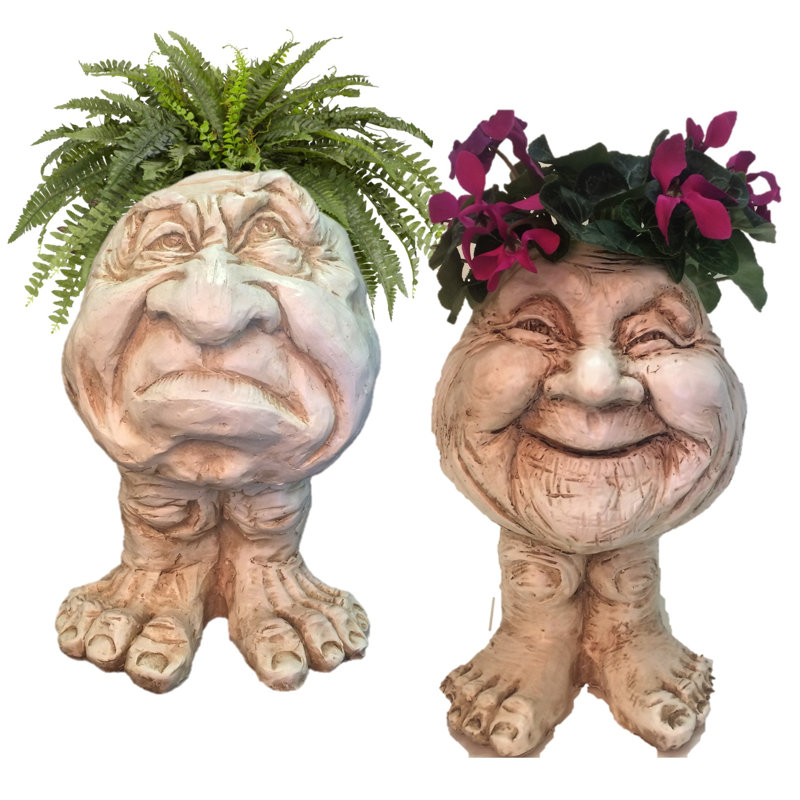 Ensemble de pots à fleurs 2 pièces Muggly's Grumpy, Blanc antique