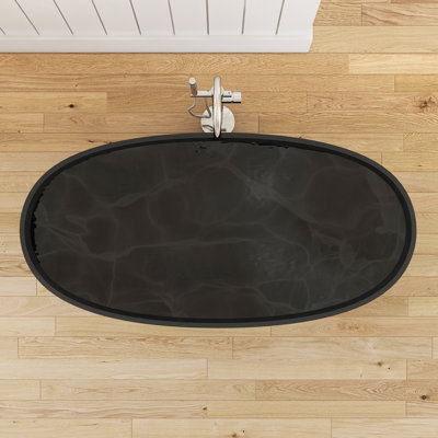 Forma 61'' Freestanding Tub Solid Surface Stone Resin Free Standing Soaking Bathtub