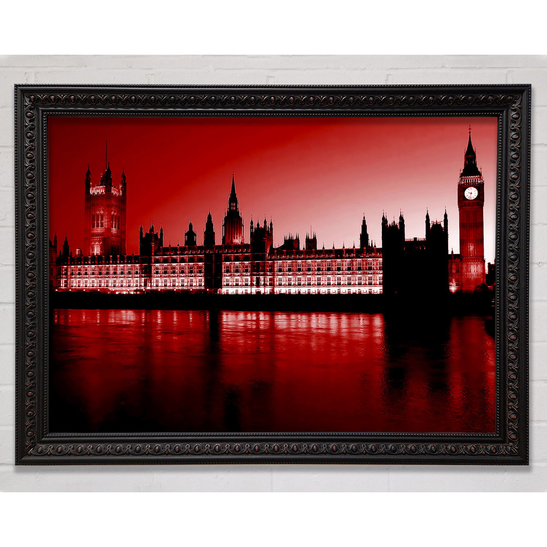 Gerahmtes Leinwandbild London Houses Of Parliament in Rot