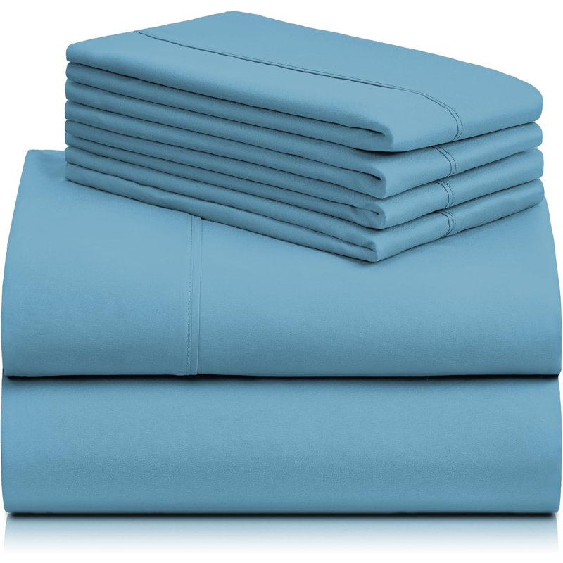 Ultra Soft Microfiber Sheet Set - 6 Pc Set - Wrinkle Resistant - Cooling Sheets With Deep Pockets, Light Blue