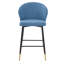 Chaises de bar à hauteur de comptoir, siège d'une hauteur de 28 po, revêtement bleu, structure en métal avec repose-pieds, coussin en mousse, revêtement de cuisine et de salle à manger 2, base
