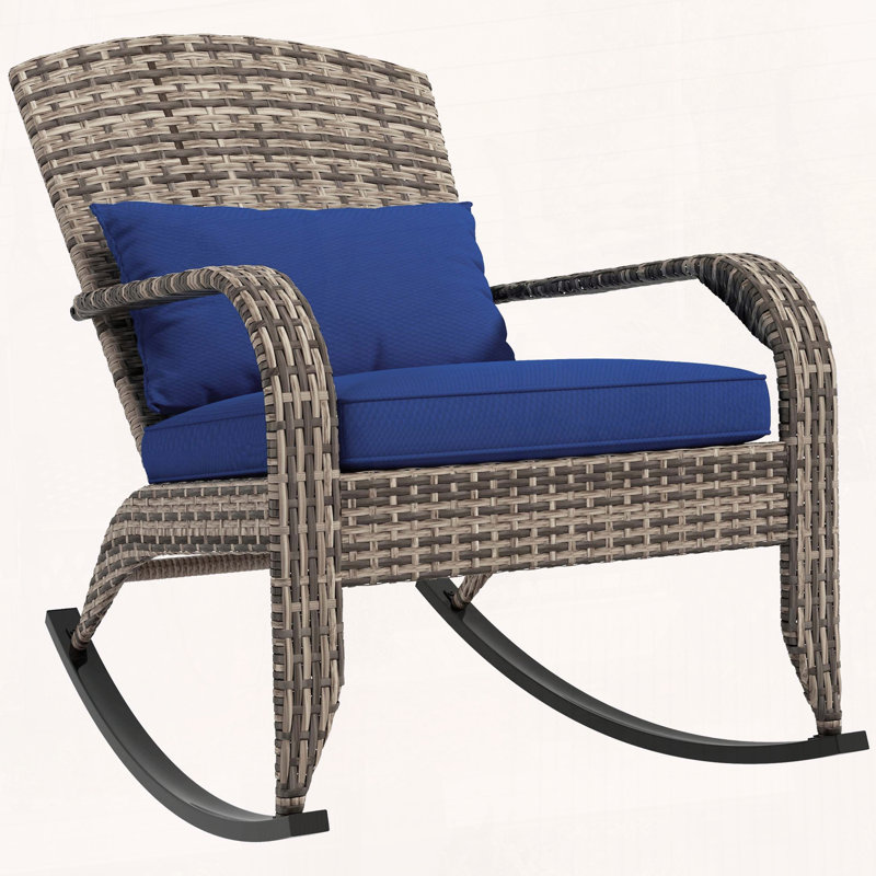 Chaise berçante en osier avec coussin de siège Outsunny, Blue