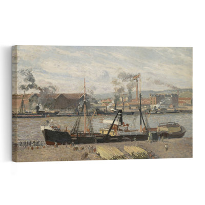 Port Of Rouen, Unloading 1898 Industrial Contemporary Wall Art Print by Camille Pissarro - 1 Piece Wrapped Canvas Wall Art