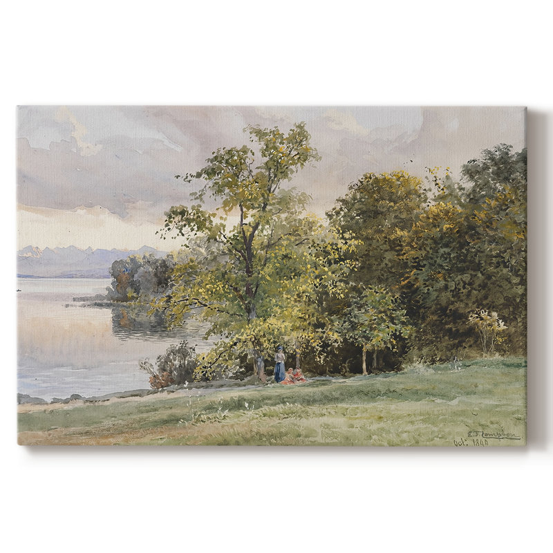 Paysage de lac - Edward Theodore Compton - Toile tendue avec châssis - 1890, 18x27